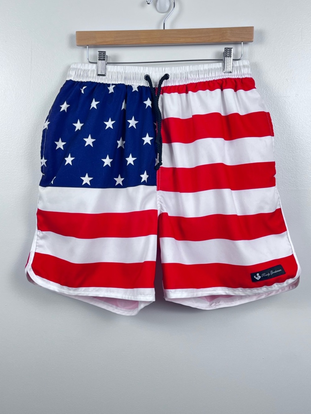 Rowdy Gentleman Men's Elastic Waist Mesh Lined USA Swim Trunks Size XL Beach